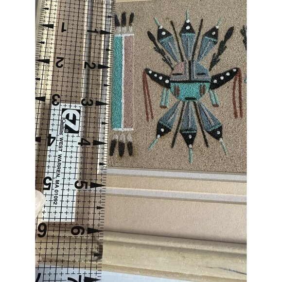VTG Authentic Navajo Sandpainting Female Yei Signed A. J. 13.5 X 9.5" Frame READ - Picture 10 of 16